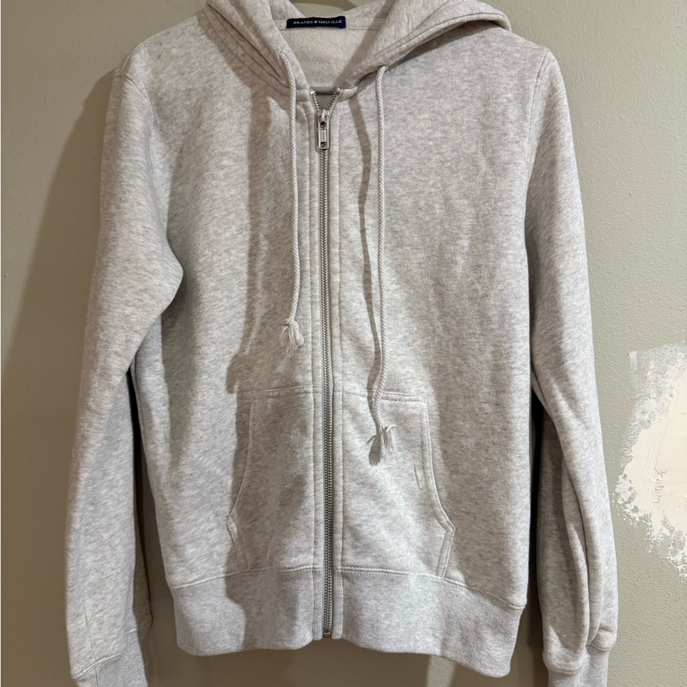 Brandy Melville Gray Zip-Up Hoodie